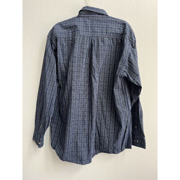 JEEP‎ Logo Chrysler Shirt Men's L Blue/gray Long Sleeve Plaid Button Down Large - Picture 3 of 11